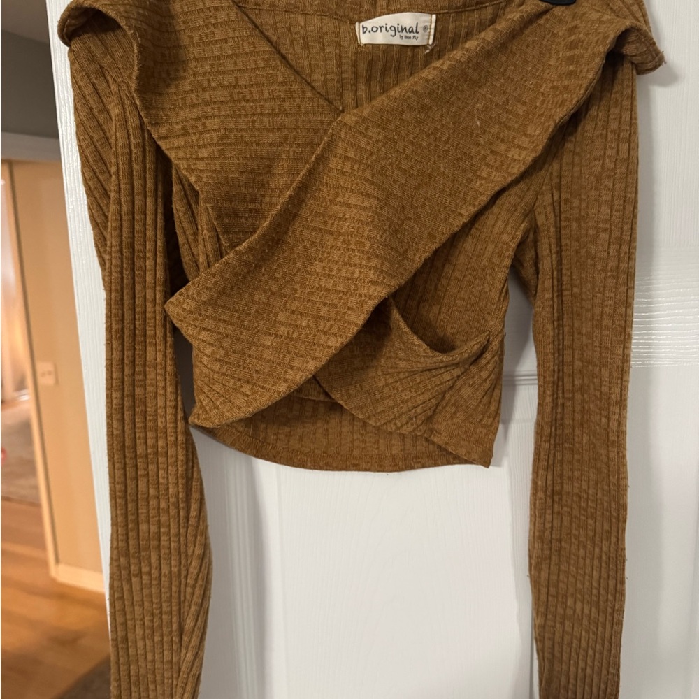 Women's Off-the-Shoulder Brown Sweater